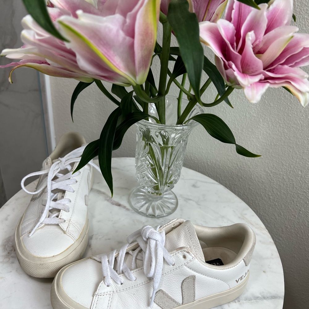 Veja White and Cream Sneakers